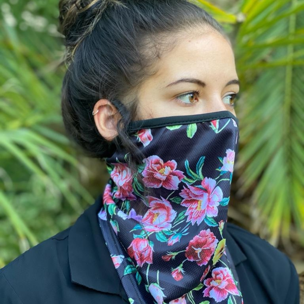 Womens Pink floral winter snowboard facemask